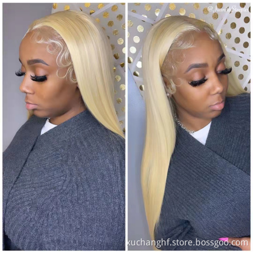 Super Fashionable Transparent Indian 613 Straight Lace Frontal Wig,Unprocessed Raw Indian Hair Wig,613 Blonde Human Wig